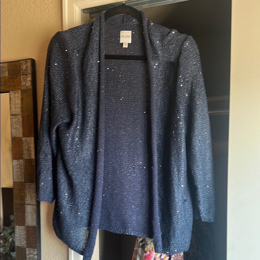 Nic & Zoe Blue Sparkly Cardigan Sweater